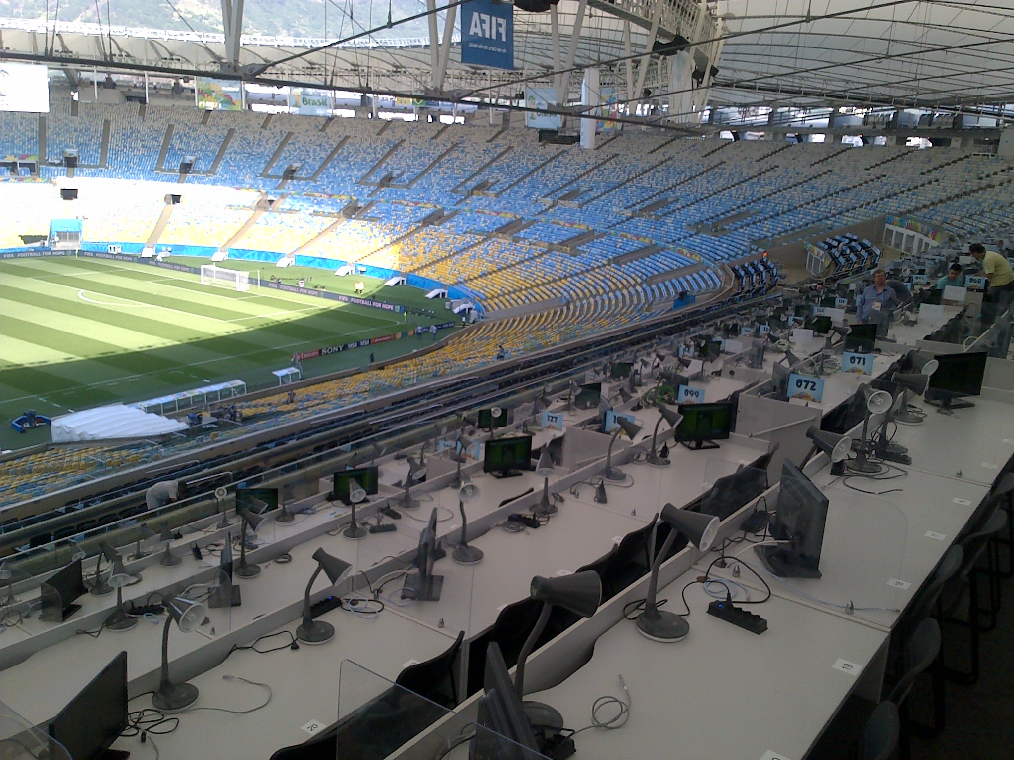 Tribuna de imprensa preparada para a Copa do Mundo FIFA 2014